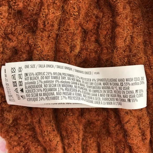 FOREVER 21 Cable Knit Winter Beanie Hat Mustard Orange - Picture 3 of 4